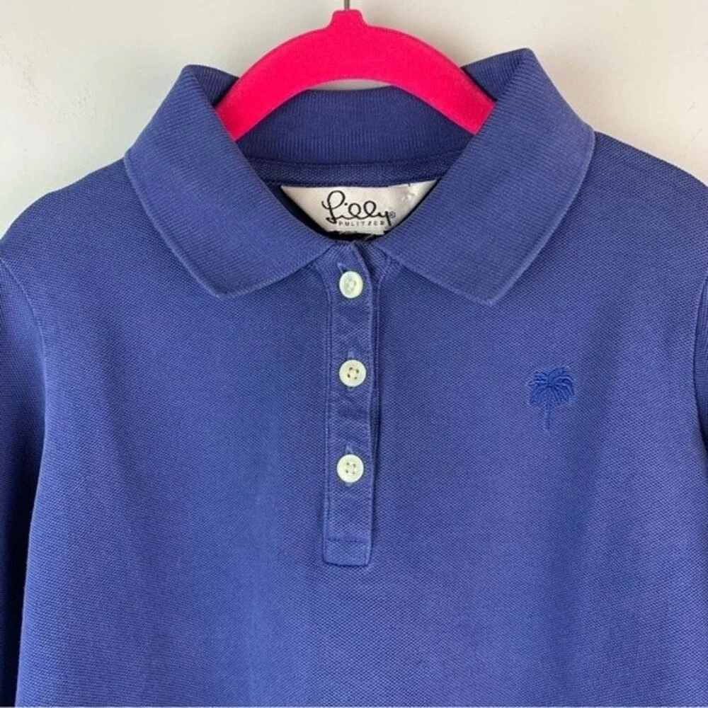 Lilly Pulitzer girl’s top polo long sleeves navy no size tag probably 4/5y